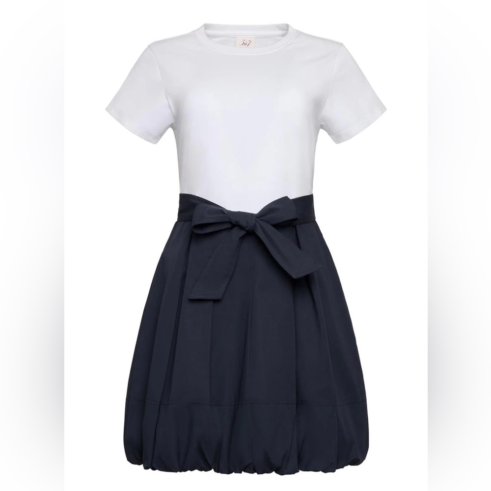 Cinq a Sept Taylon Dress- white/navy